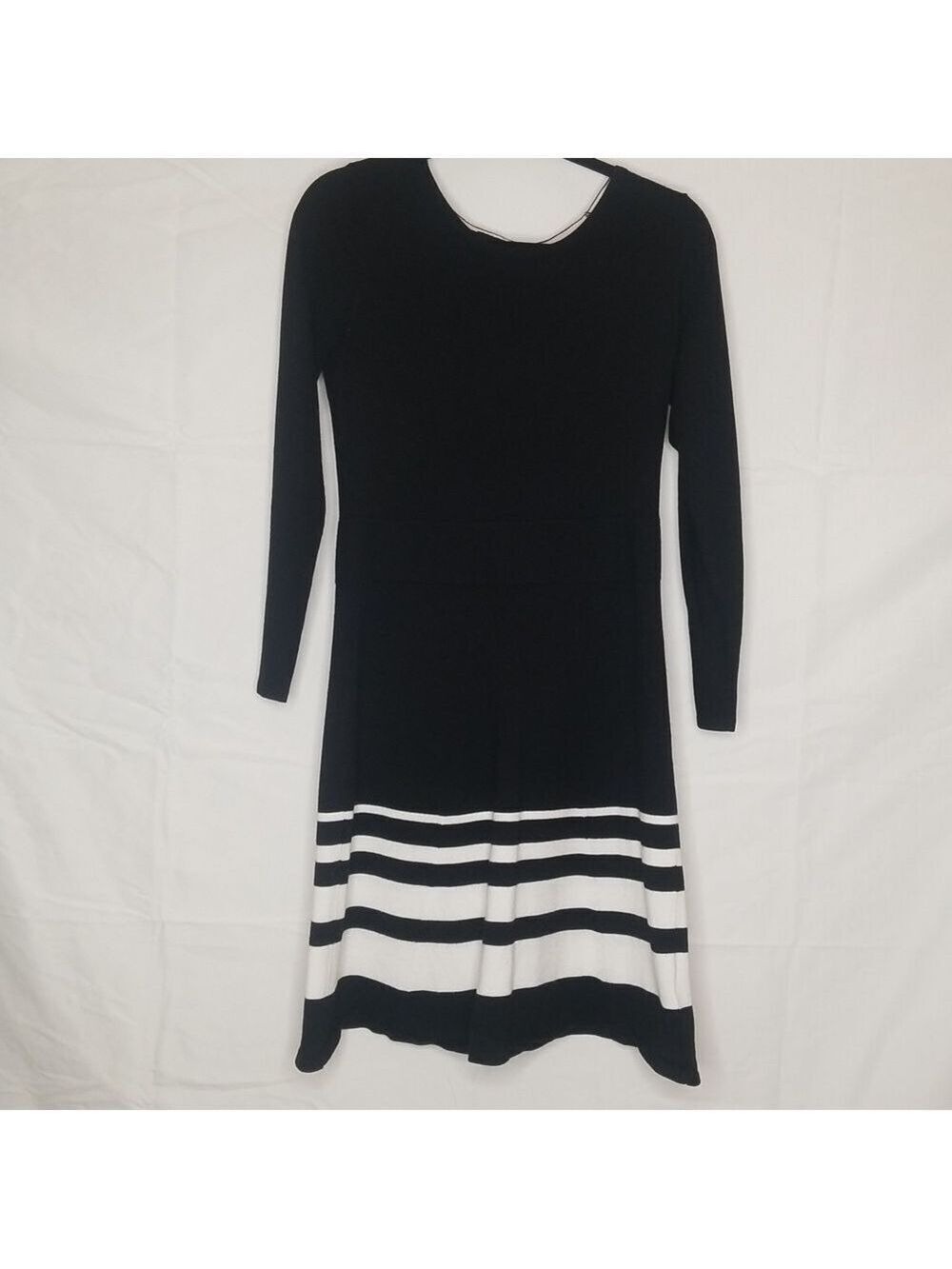 AB Studio crewneck sweaterdress black with white bottom stripes S Wednesdaycore